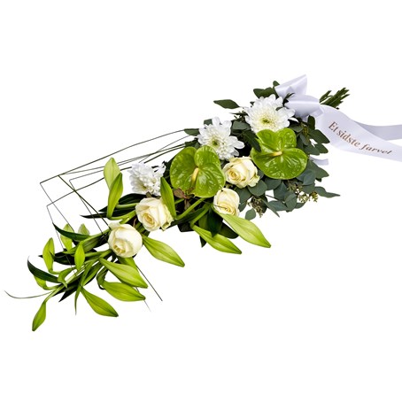 Funeral spray with ribbon