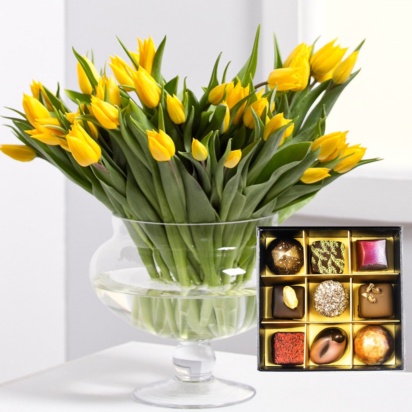 product image for Bouquet of tulips with a box of chocolates