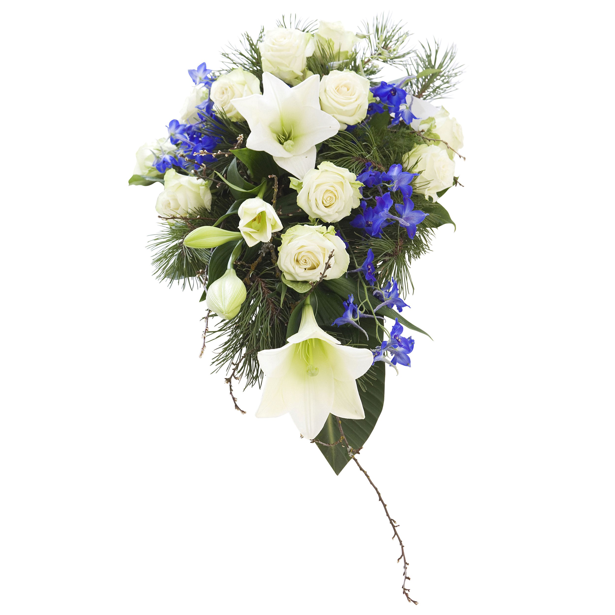 The sky is blue and white -funeral arrangement