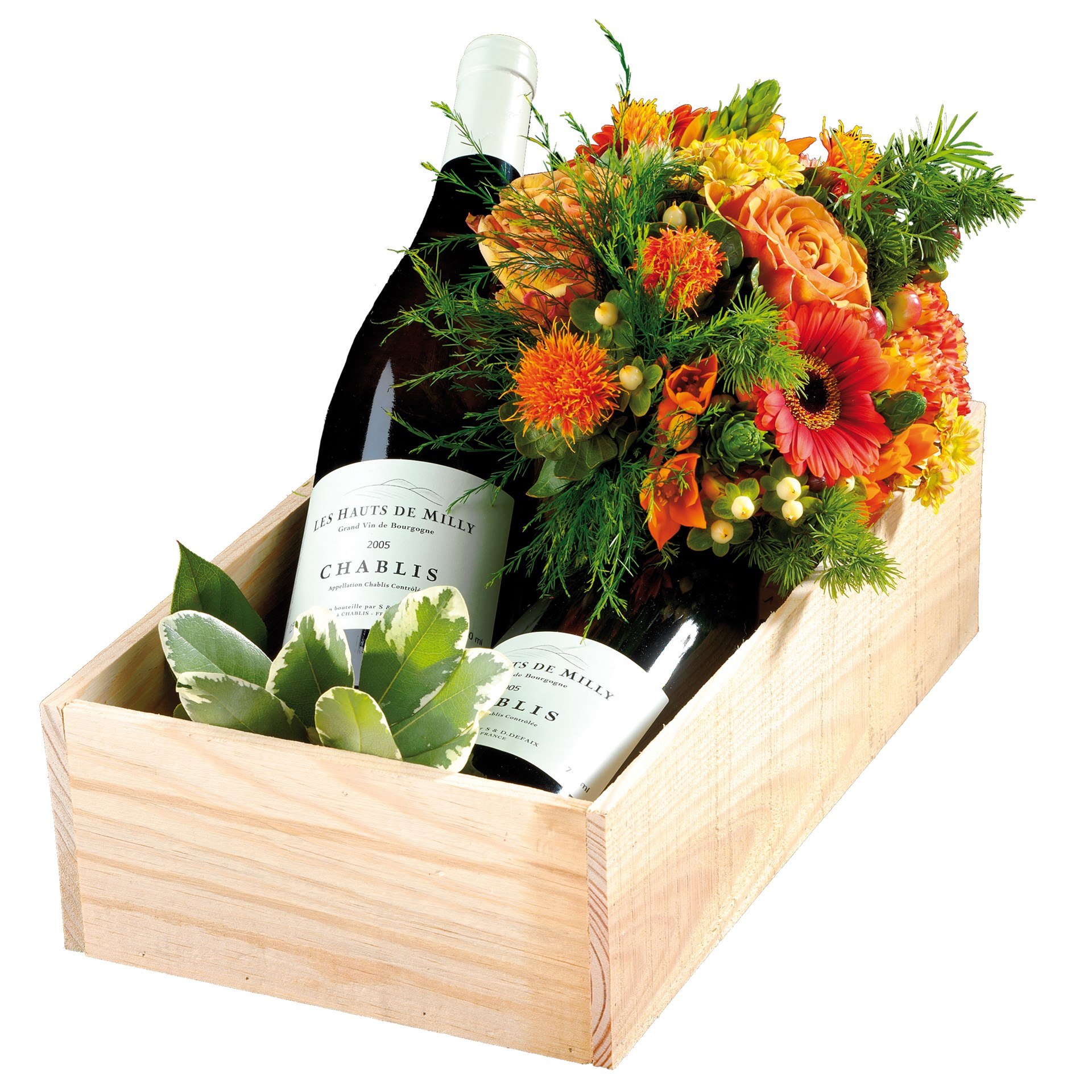 product image for Mixed colourful bouquet with wine