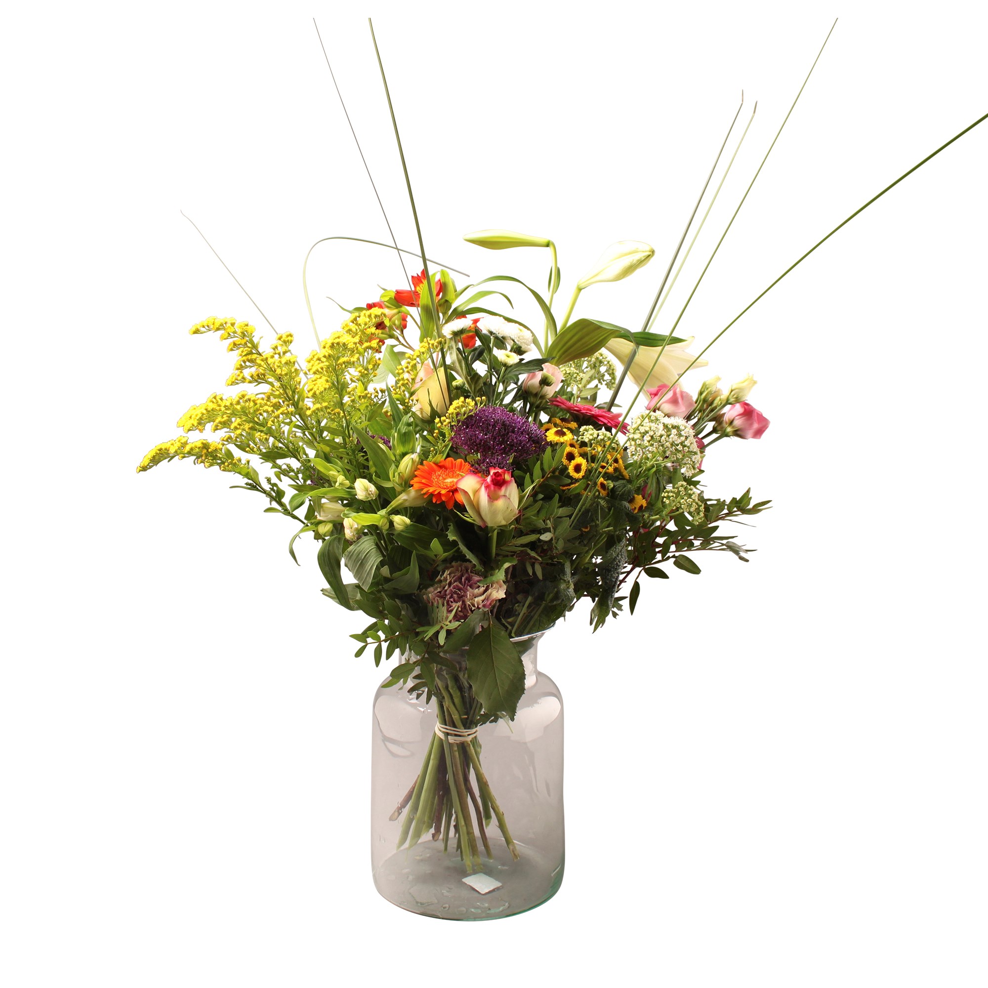 Harlequin bouquet with vase