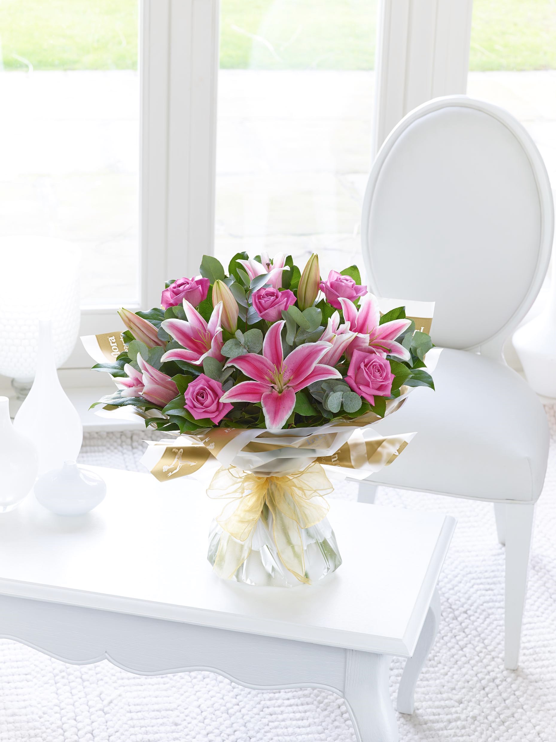 product image for Pink Rose And Lily Hand Tied