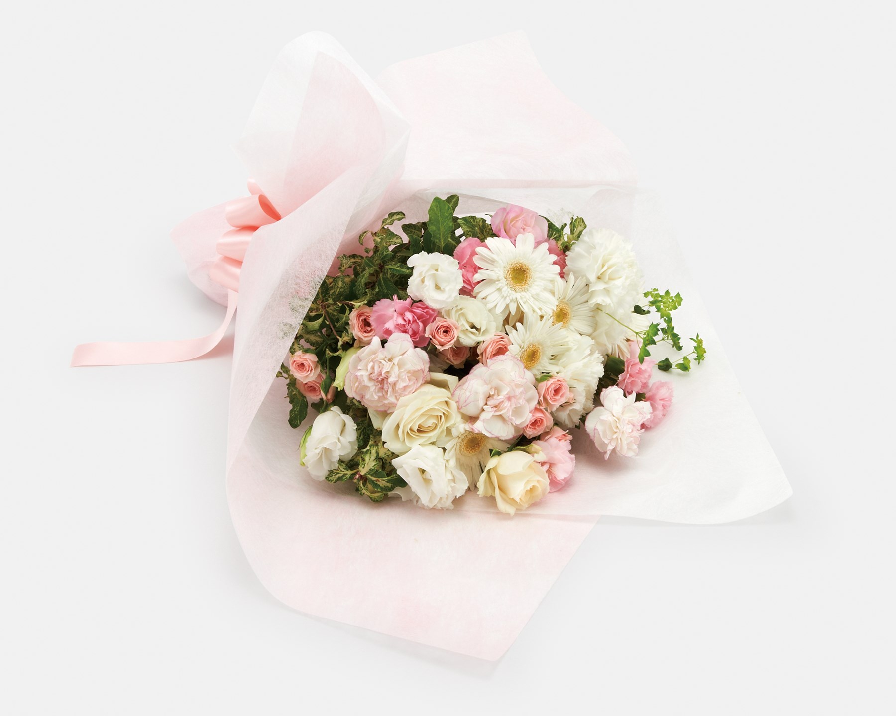 Mothers Day white and pink hand-tied bouquet