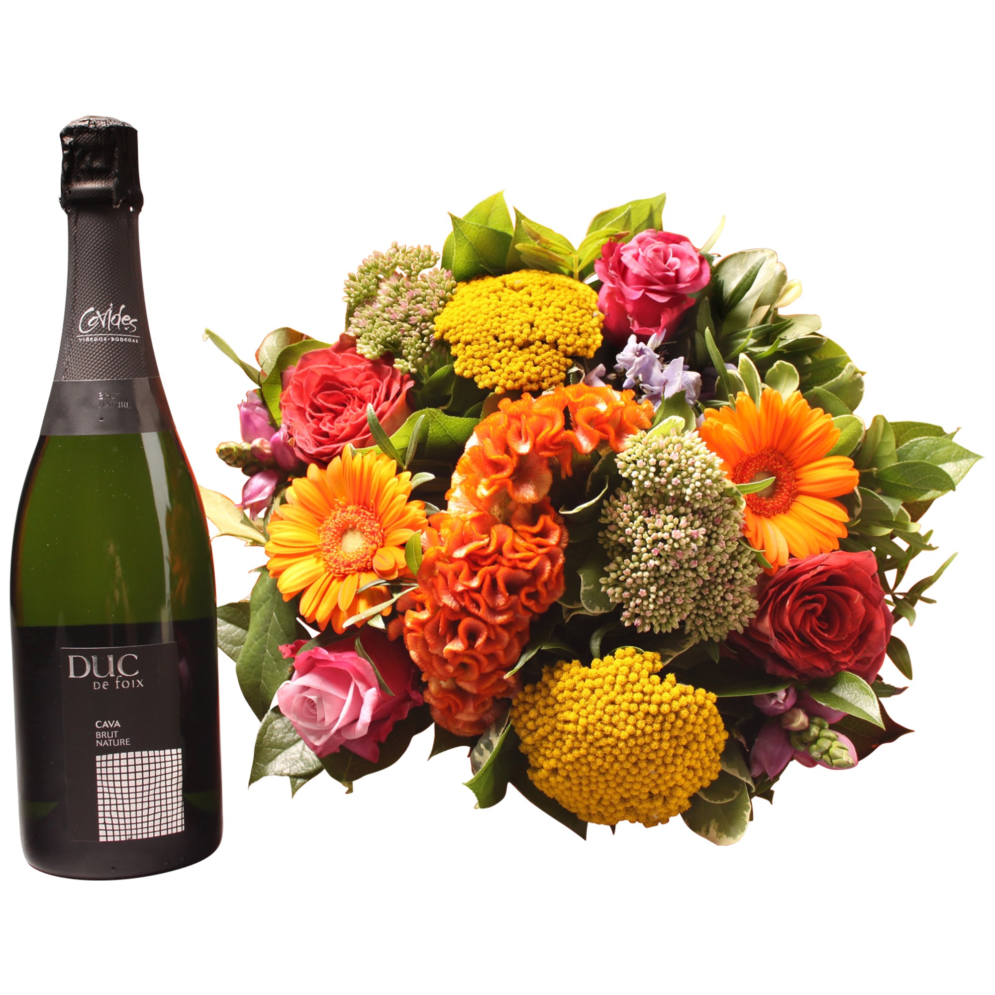 Colorful bouquet with Cava