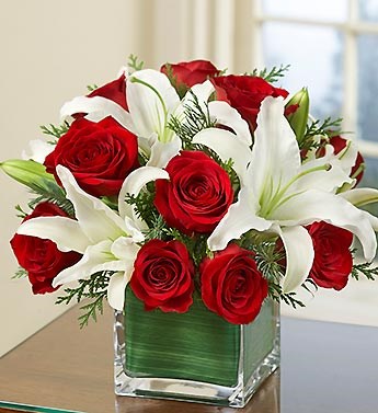 product image for Arrangement of Red Roses and White Liliums