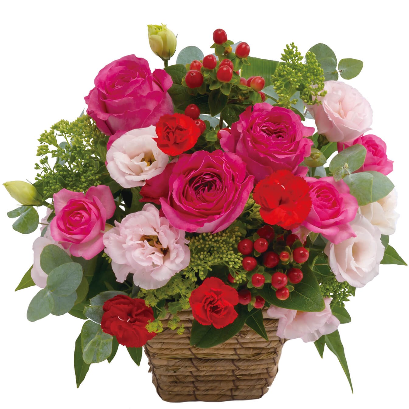 Arrangement in pink and red