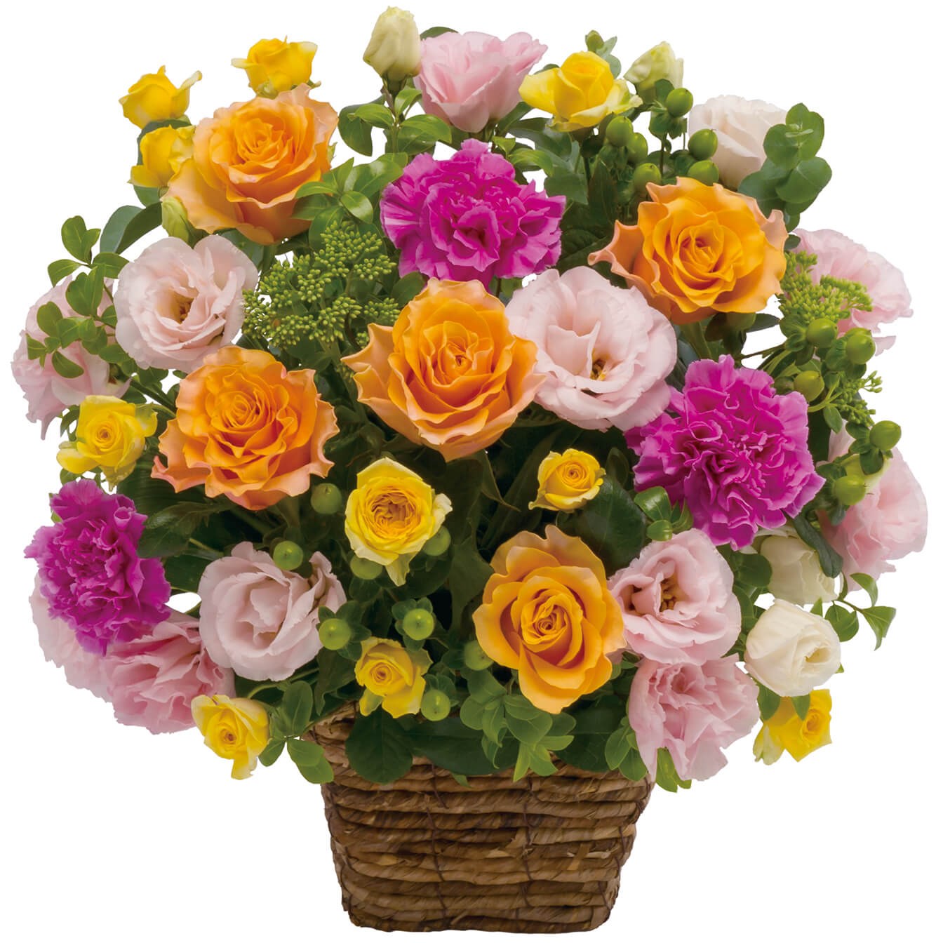 Arrangement of multicolored flowers