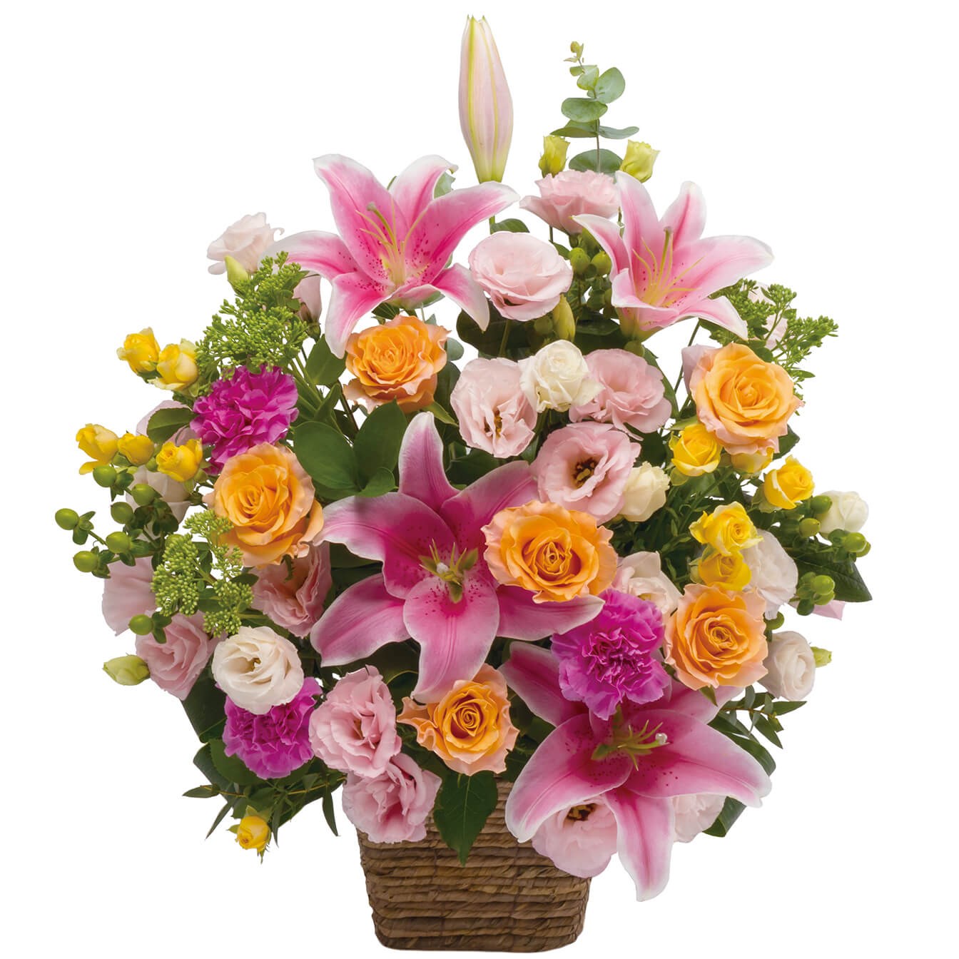 Large arrangement of multicolored flowers