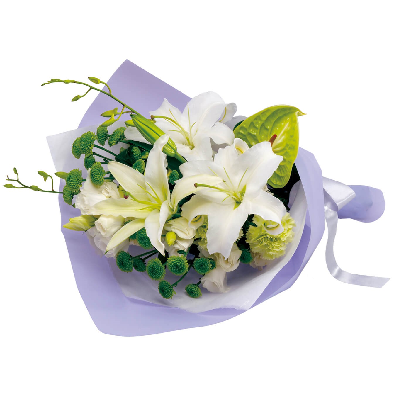 Funeral bouquet in white and green