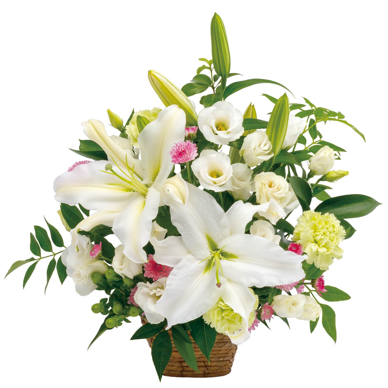 Sympathy arrangement in white with some pastel colors