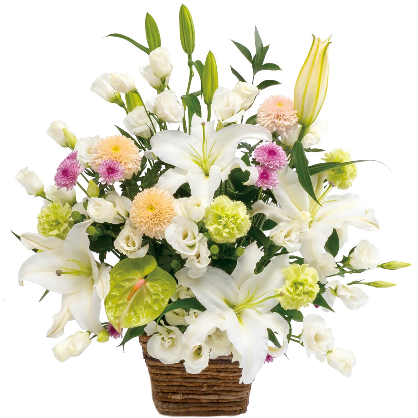 Large sympathy arrangement in white with some pastel colors