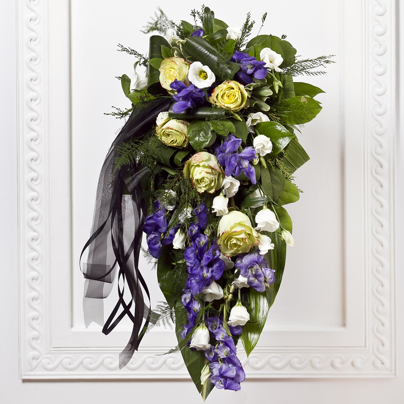 product image for Funeral Bouquet with Blue Flowers and Ribbon