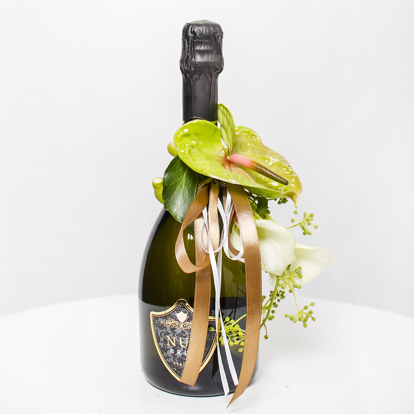 Sparkling Wine Decorated with Flowers