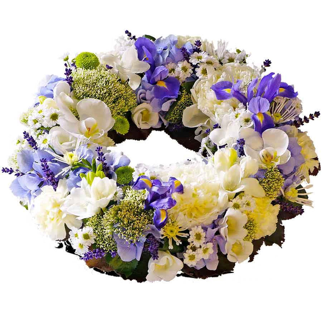 Wreath for funeral, blue-white