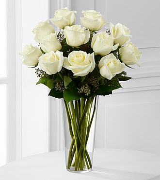 product image for The White Rose Bouquet by FTD - VASE INCLUDED