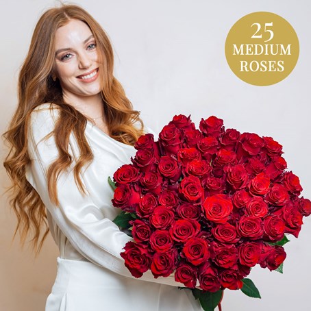 25 medium stemmed roses