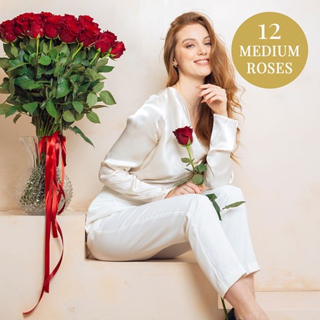 12 medium stemmed roses