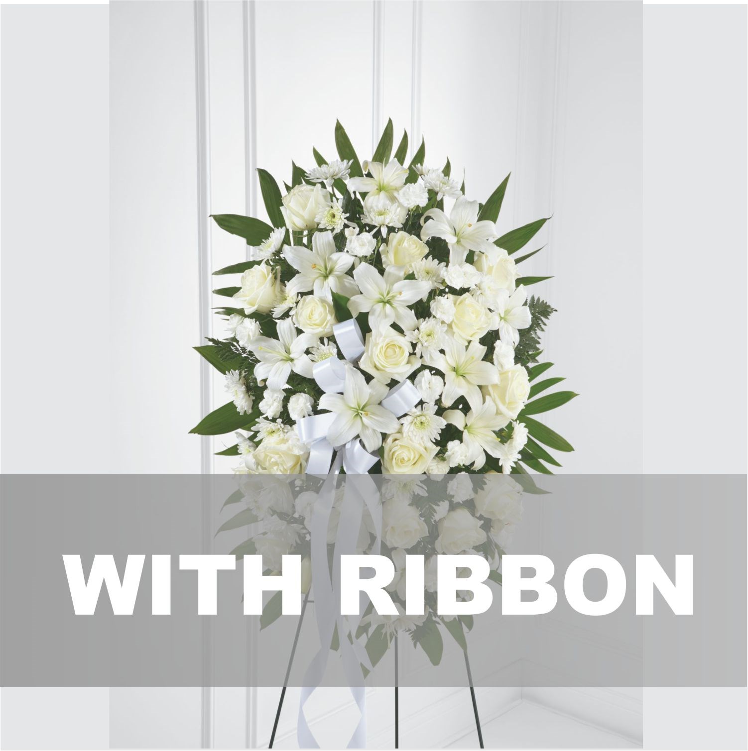 Funeral spray with ribbon