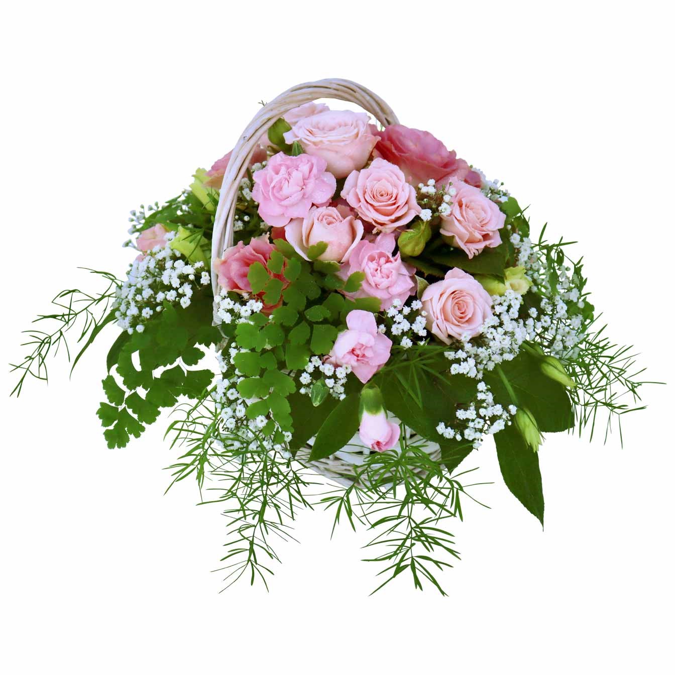 Basket of flowers, pink