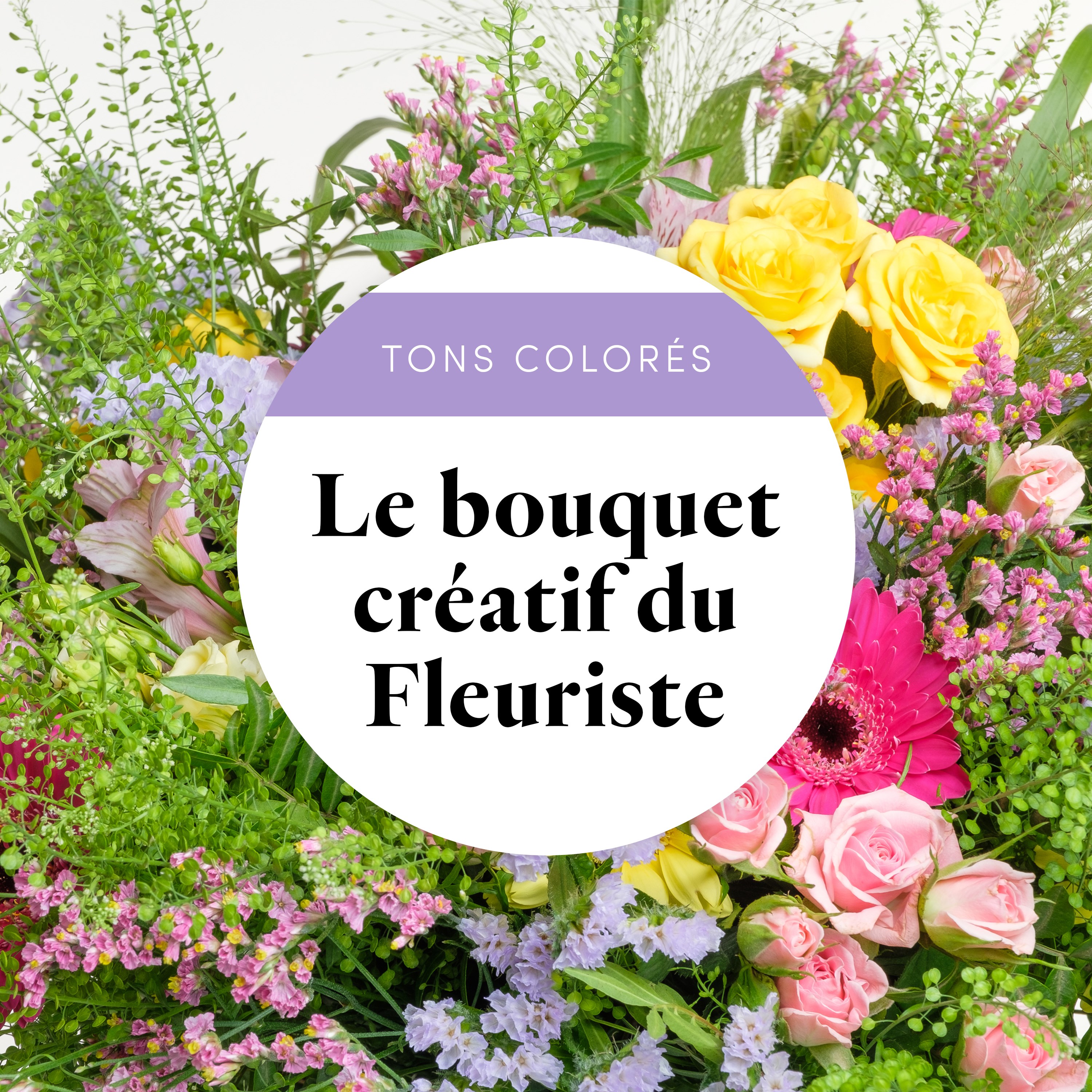Bouquet du fleuriste Multicolore et ses amandes au chocolat