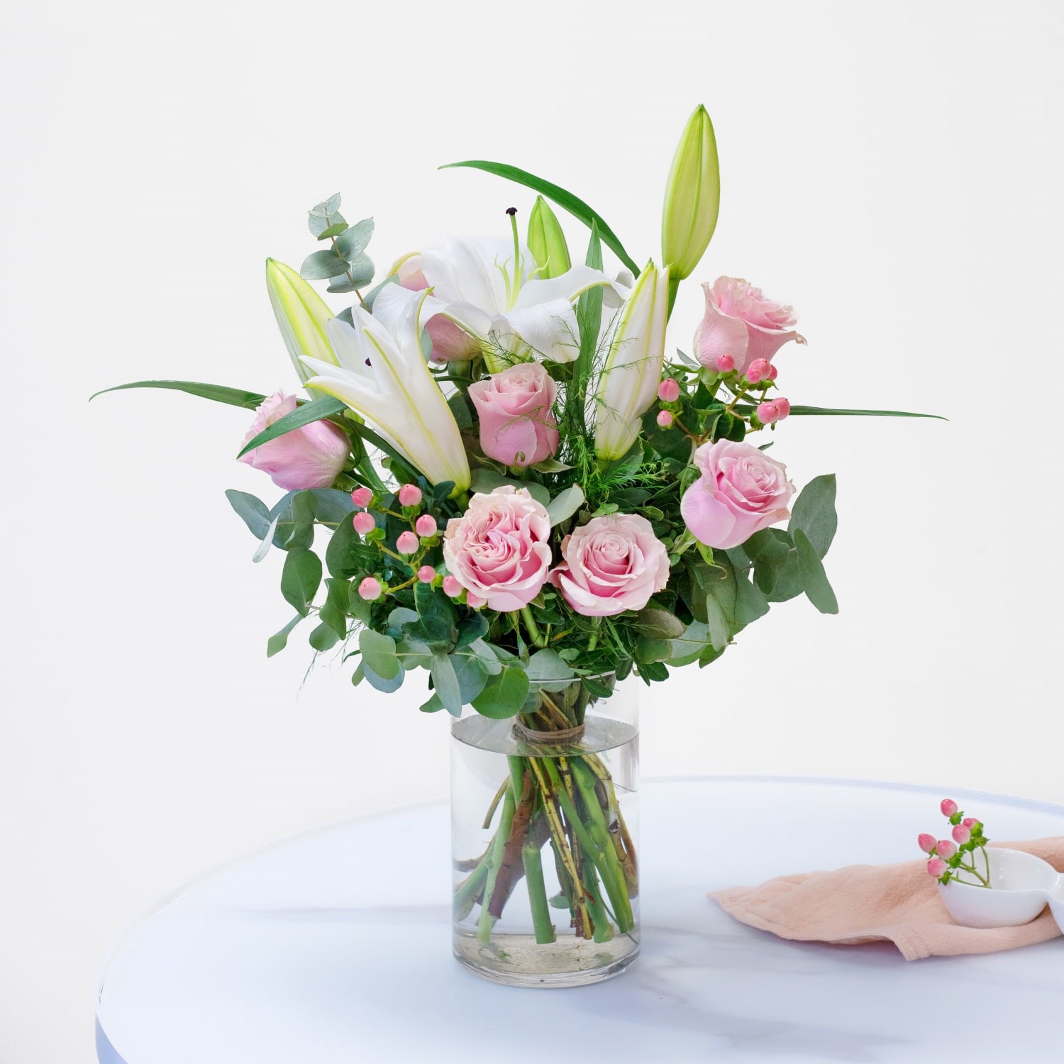 Arrangement of Roses and Lilies
