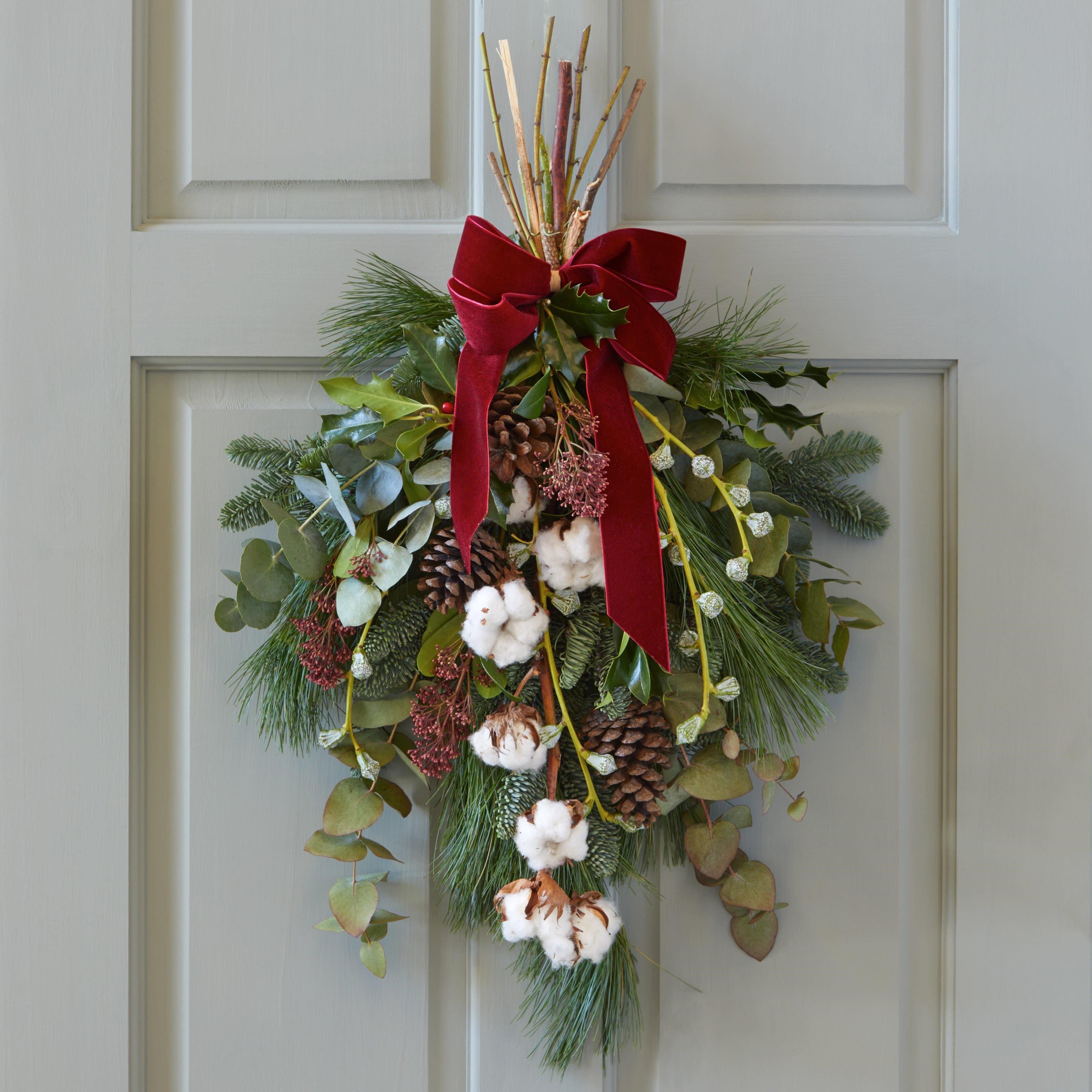 Classic Christmas Swag Door Decoration. Great Britain Interflora