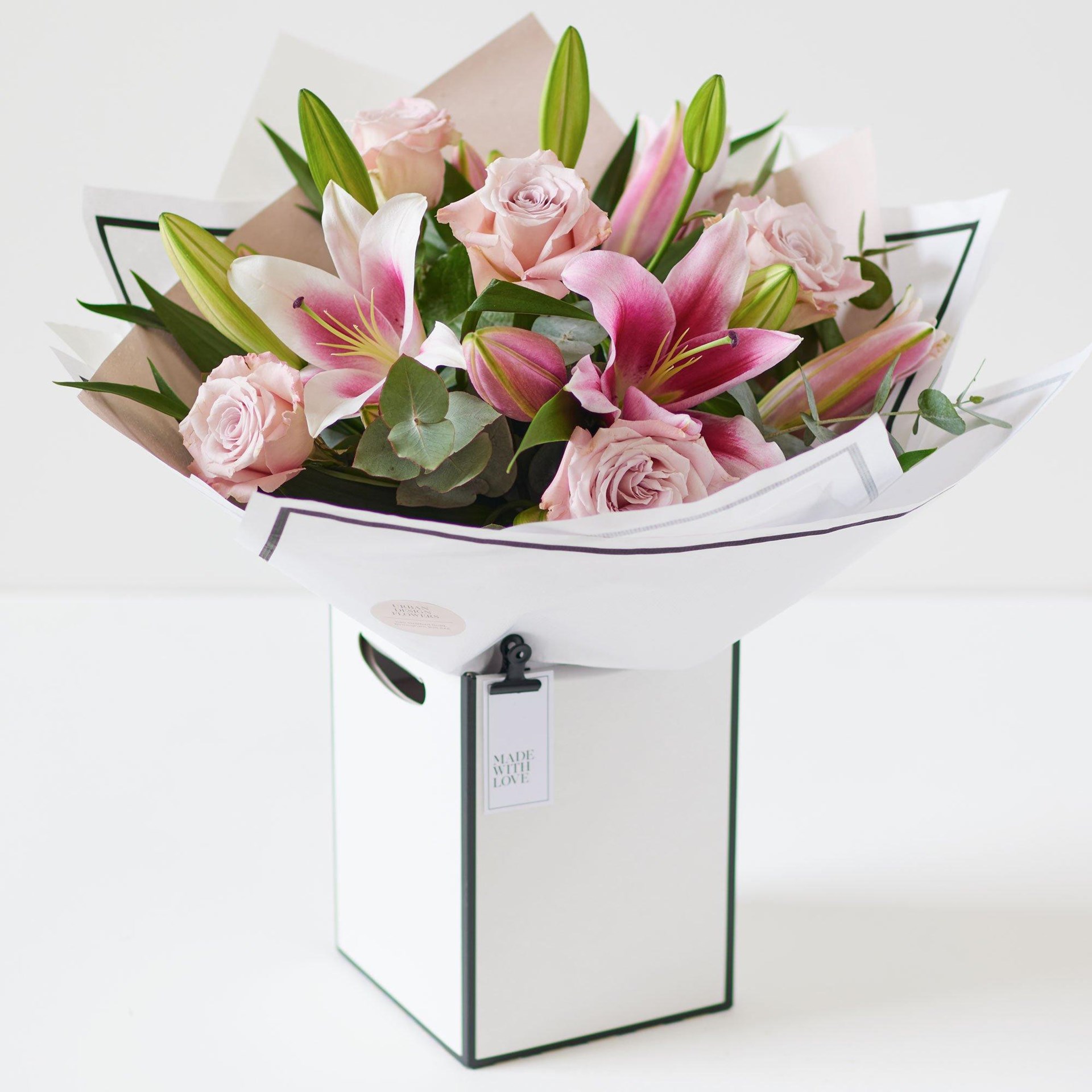product image for Beautifully Simple Pink Rose And Lily Bouquet.