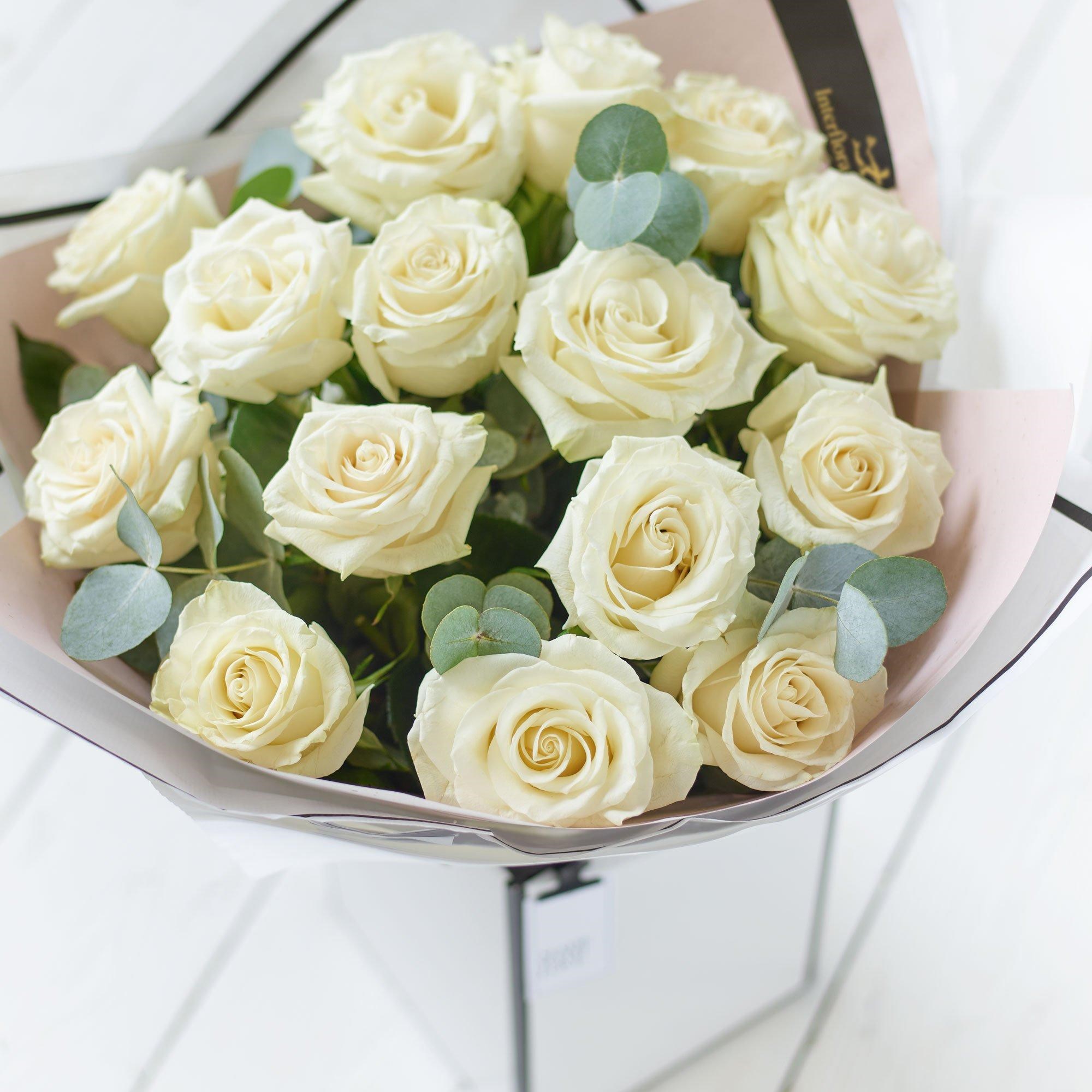 Beautifully Simple White Rose Bouquet.
