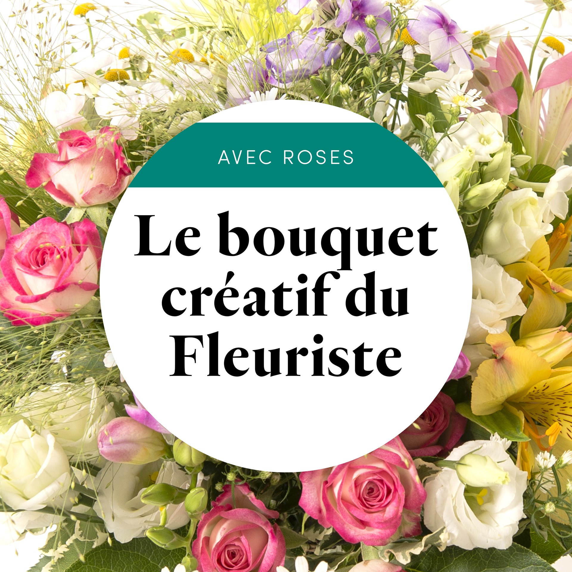 product image for Bouquet du fleuriste multicolore avec des roses