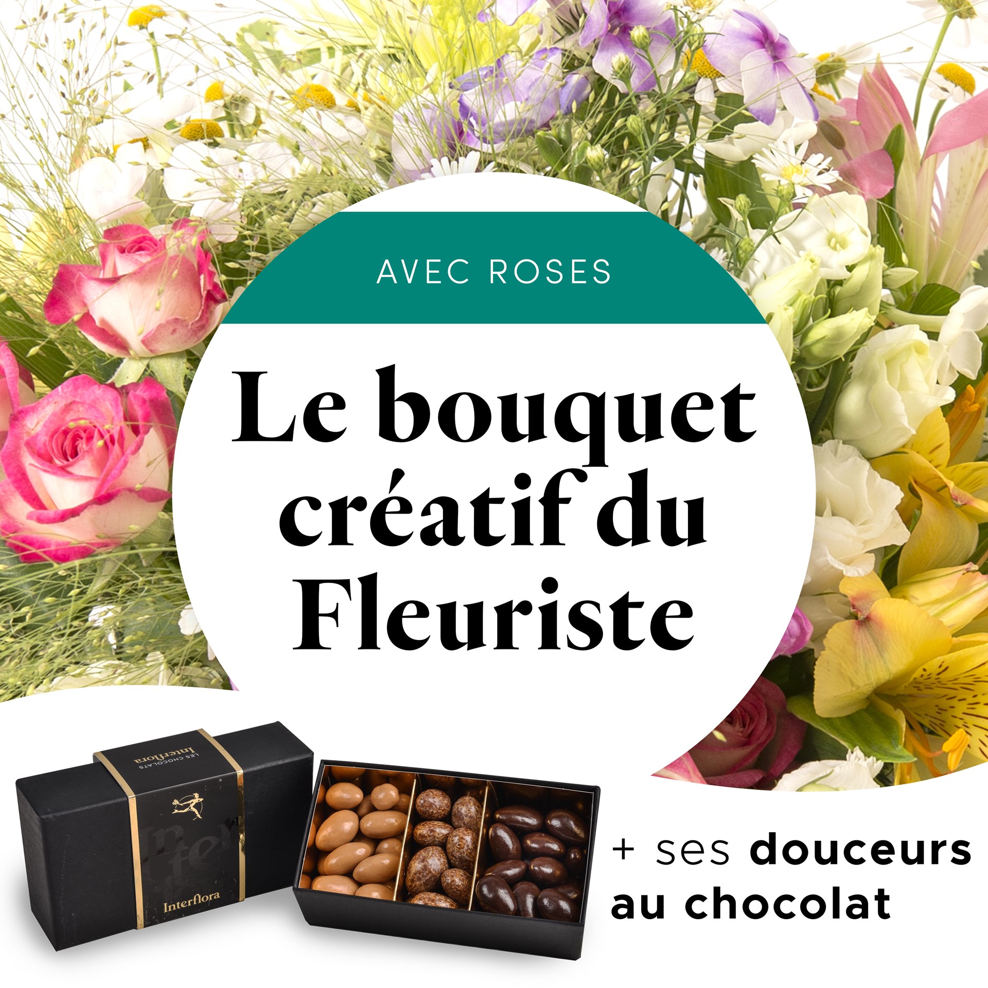 product image for Bouquet du fleuriste multicolore et ses amandes au chocolat
