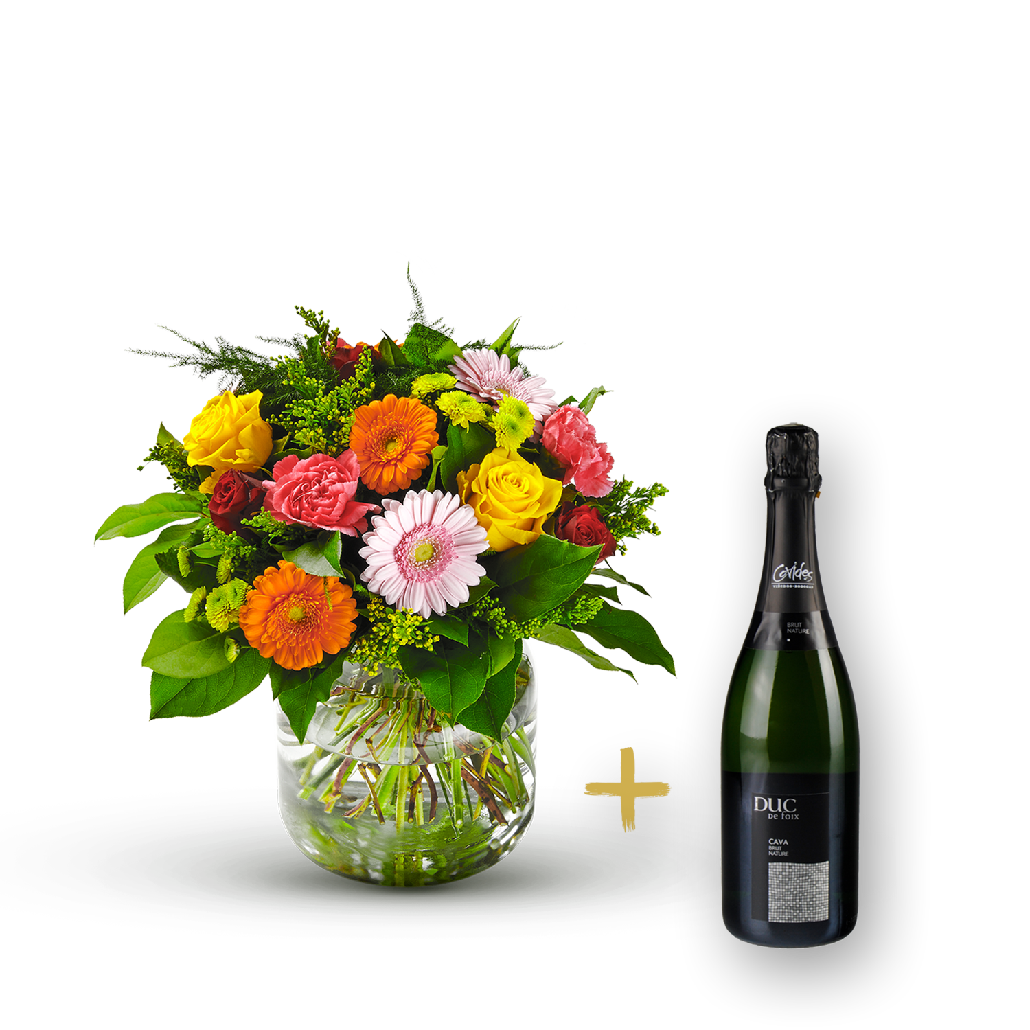 Colourful Roses Bouquet with Moet Champagne