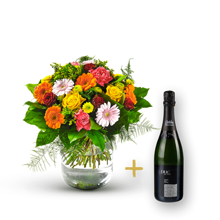 Colorful bouquet with Cava
