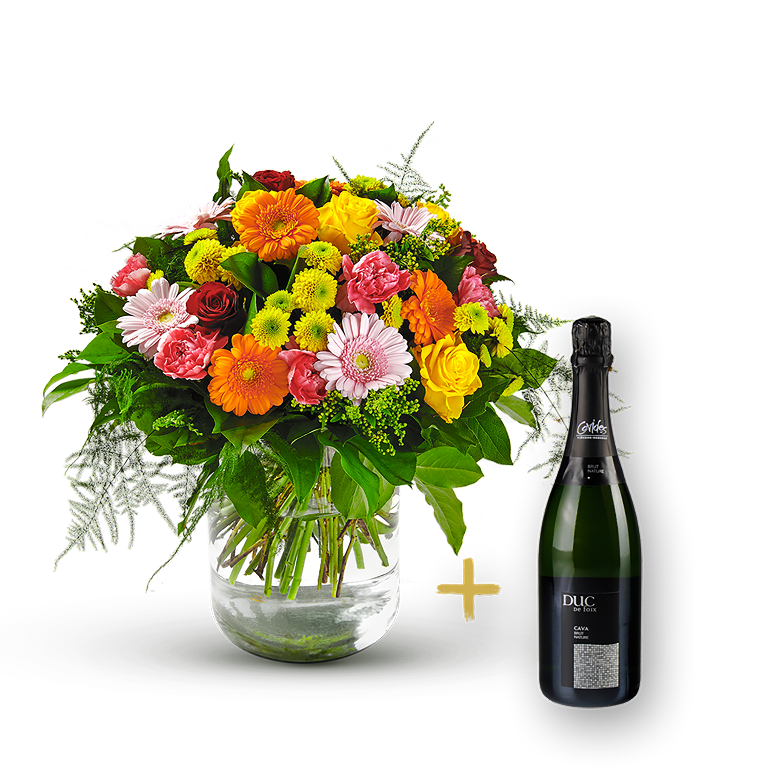 Colorful bouquet with Cava