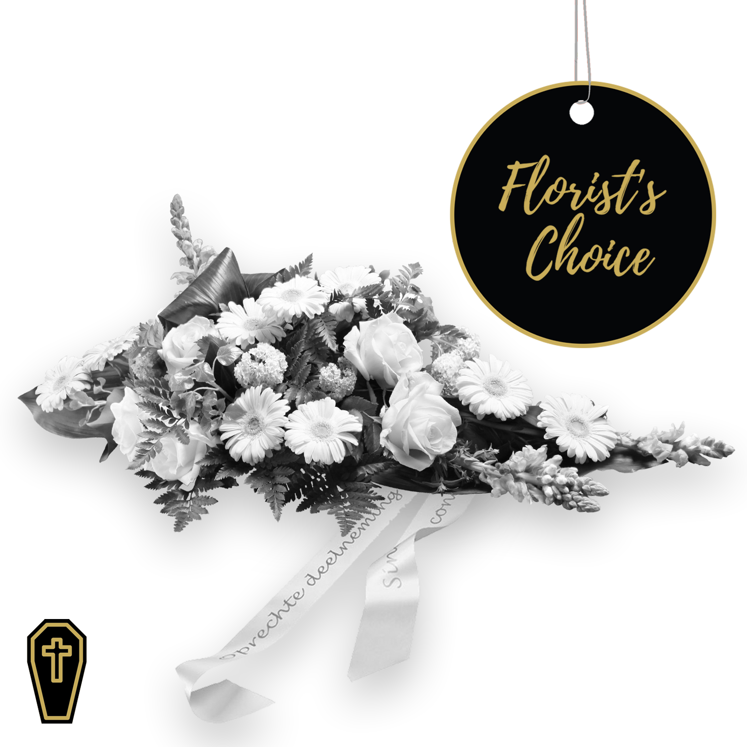 product image for Funeral spray arrangement with ribbon - Florist’s Choice