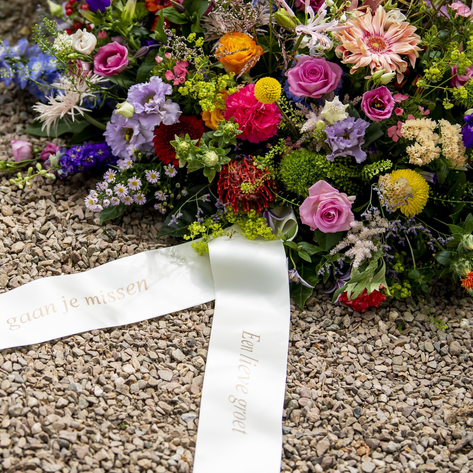 product image for Funeral spray - arrangement with ribbon