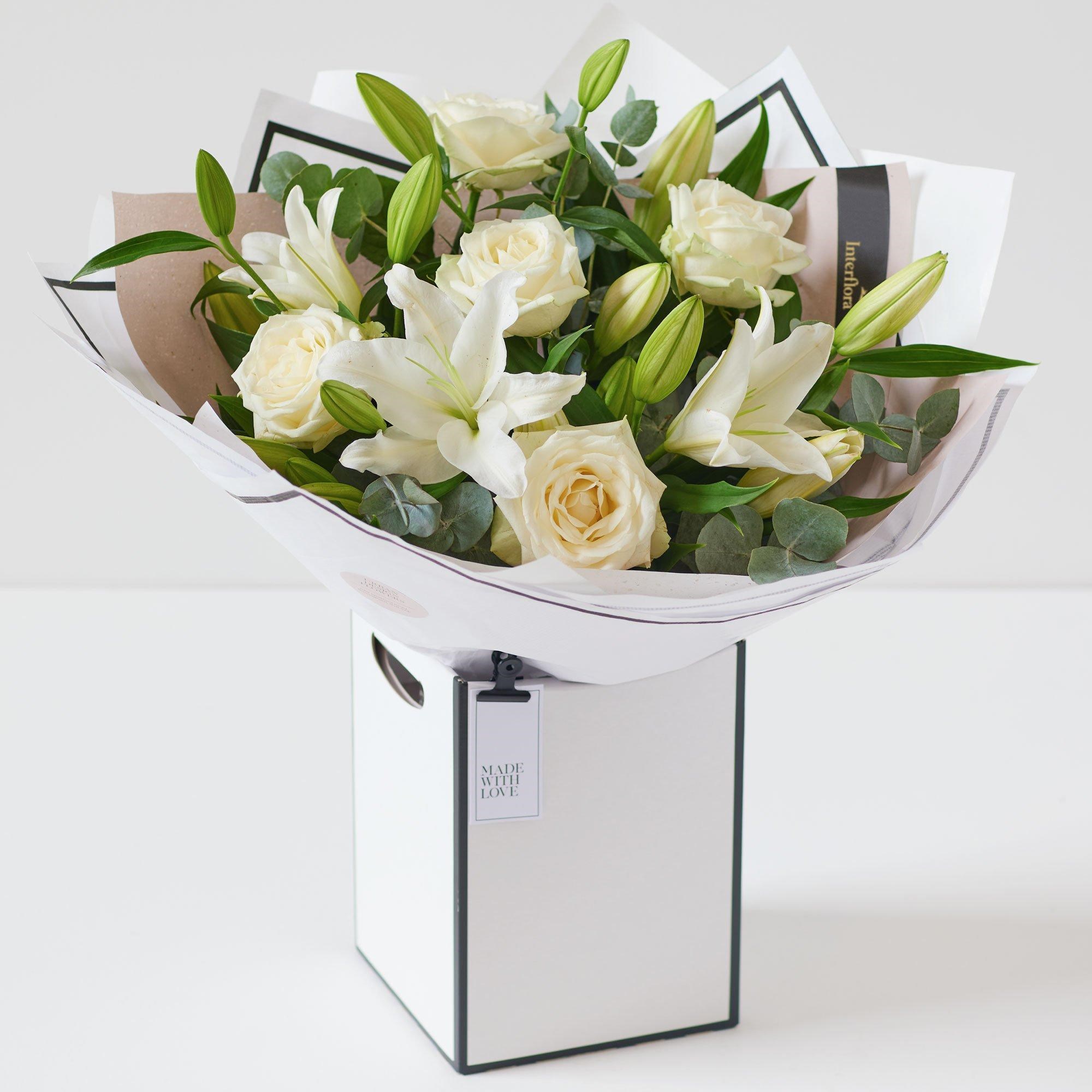 White Rose and Lily Bouquet