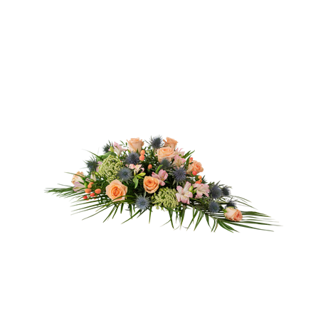 Funeral Bouquet Medium Winter Spring Flowers W Ribbon 240168