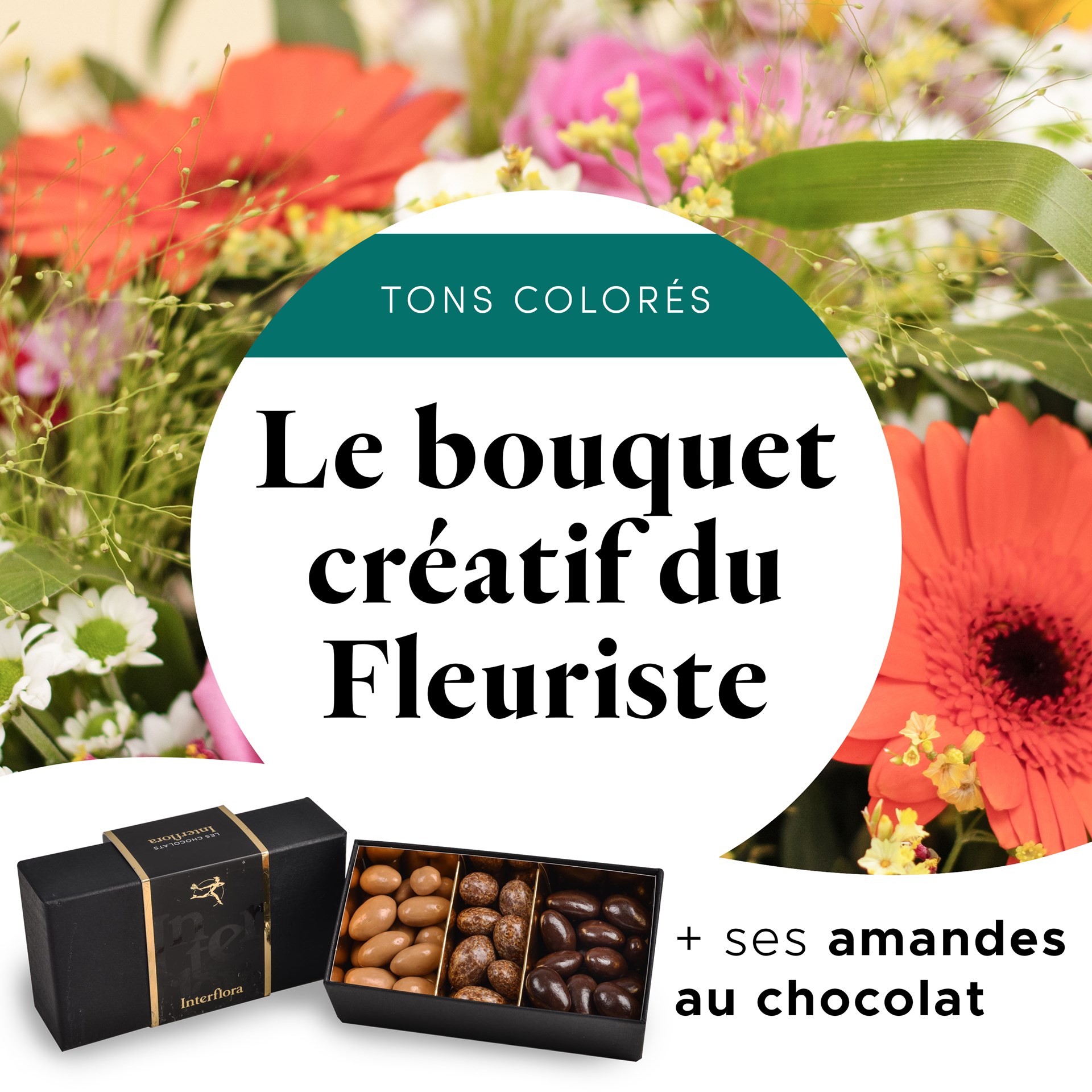 Florist creative bouquet - multicolored with chocolates