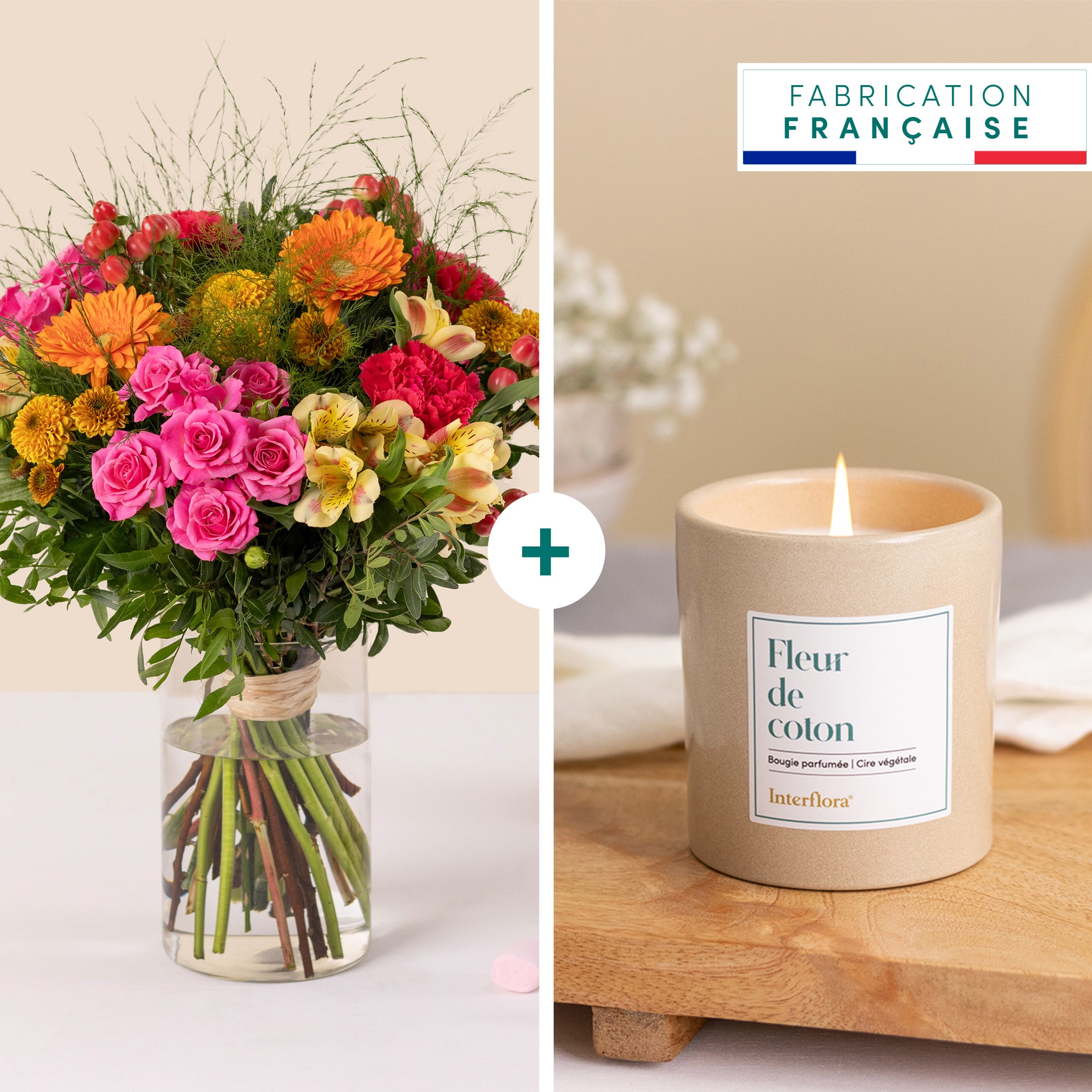Colorful bouquet and candle - Tutti frutti et bougie