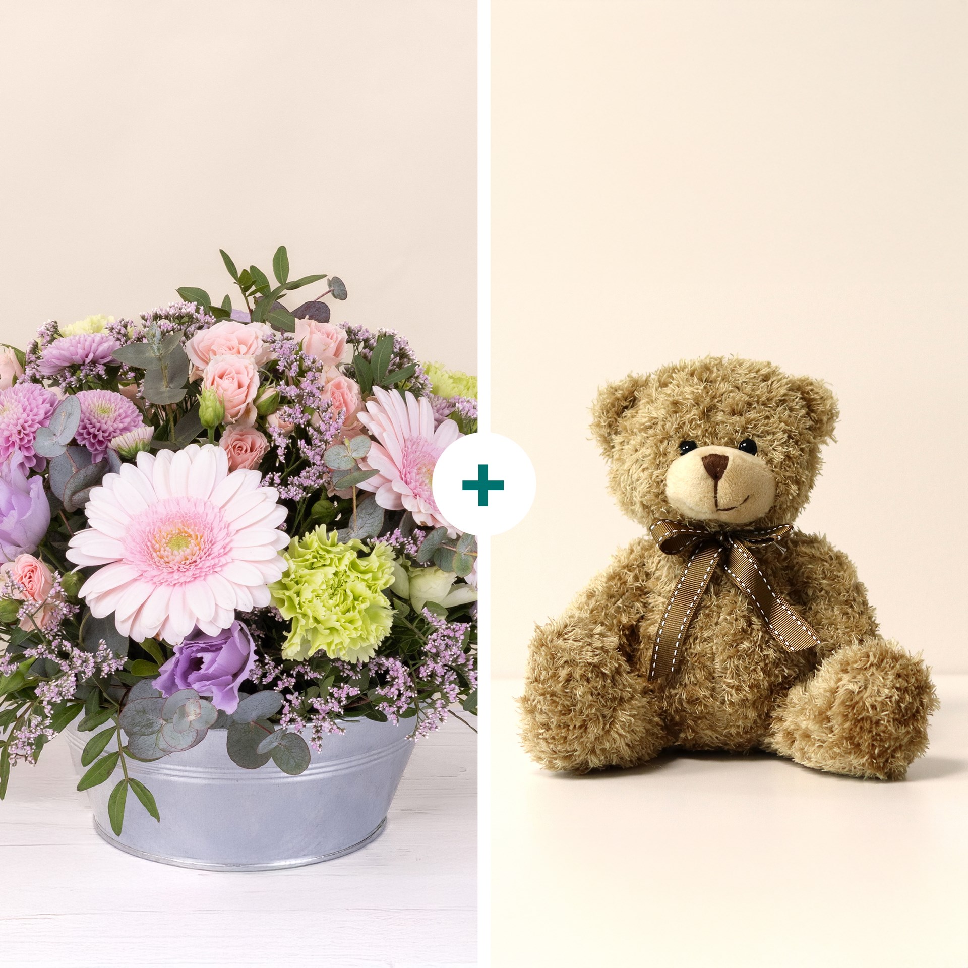 product image for Pastel bloom and teddy bear - Zeste tendre et son ourson