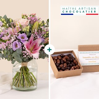 Powdered cloud and chocolate almonds
