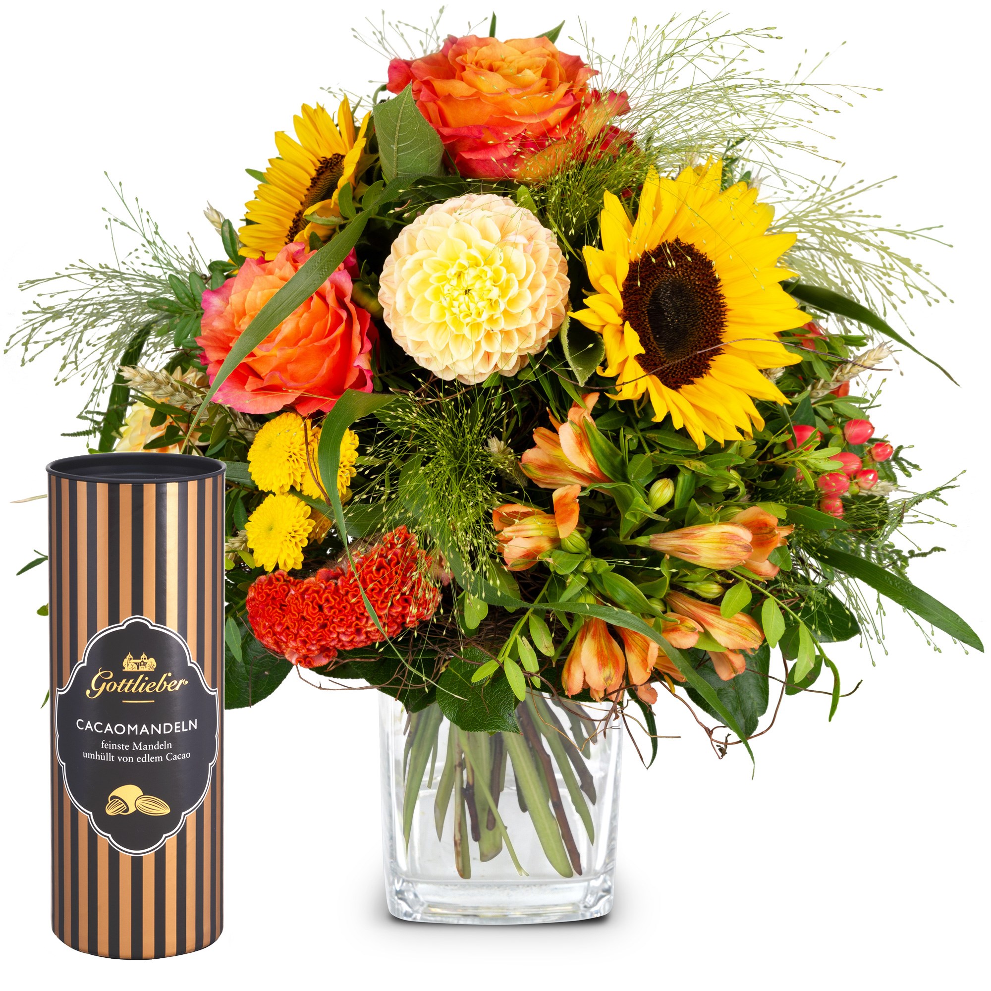 Flower bouquet Smiley with Gottlieber cocoa almonds