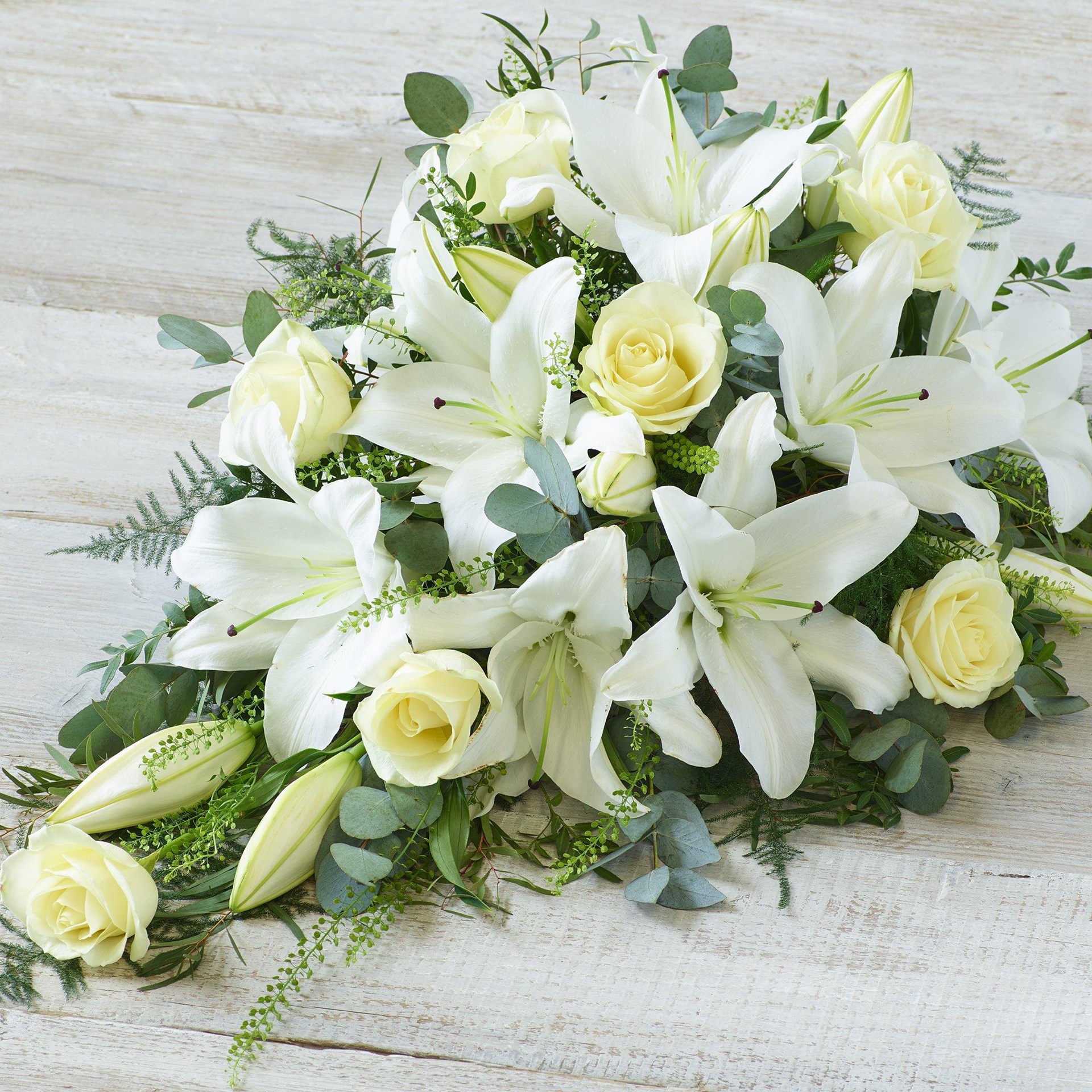 product image for Extra Large White Rose and Lily Spray.