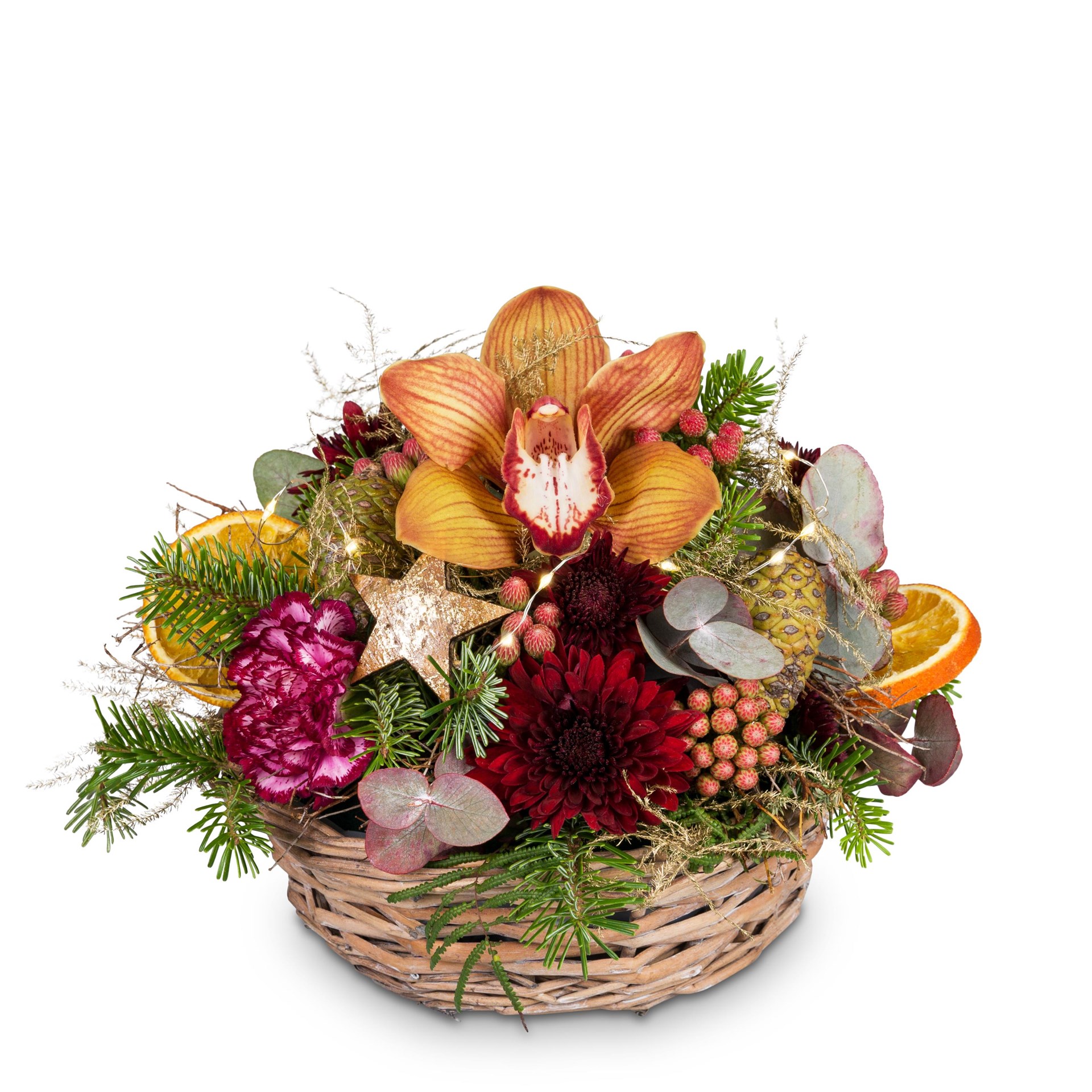 Flower arrangement Elegant Gift with Christmas lights