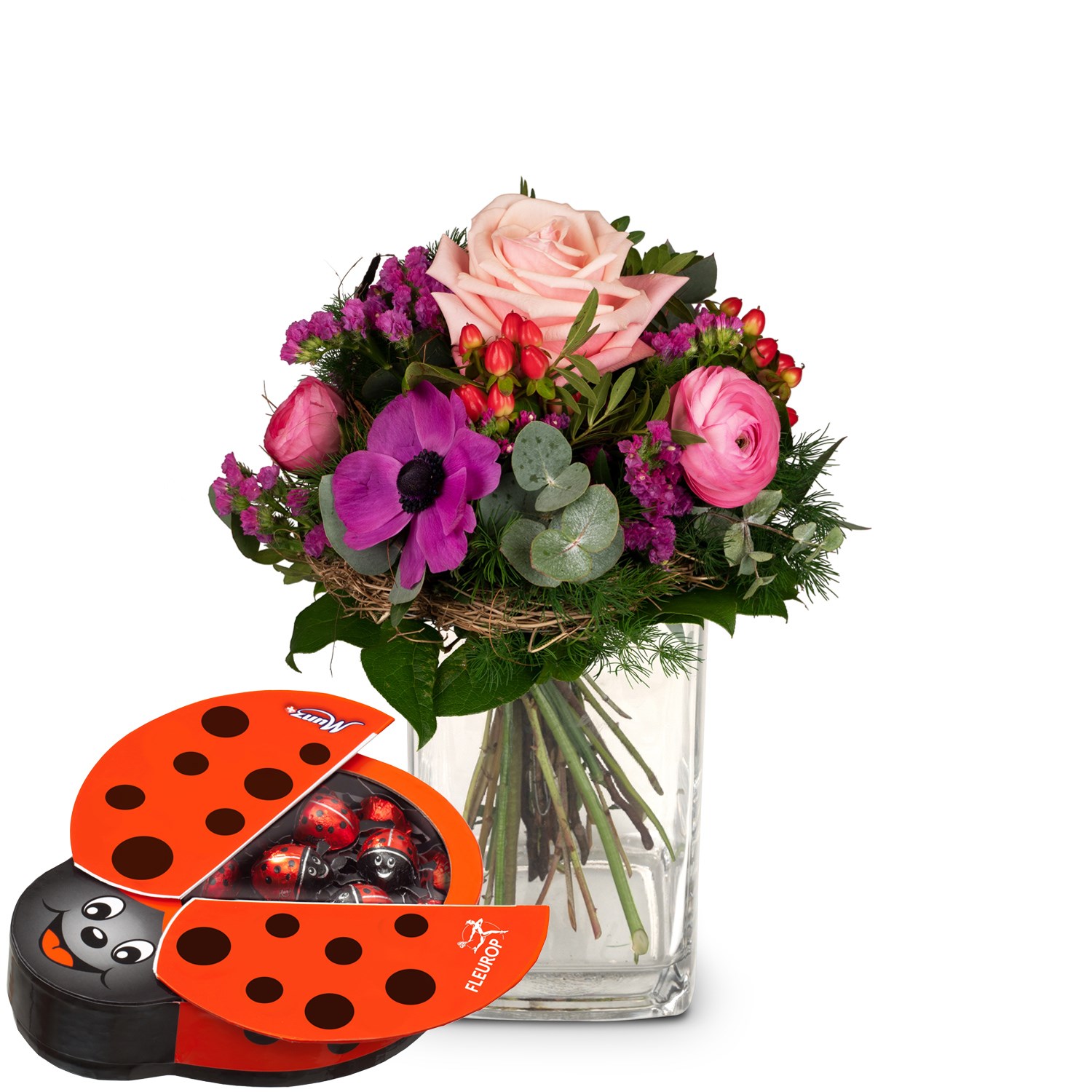 product image for Flower bouquet Sweet Surprise with Munz chocolate ladybird