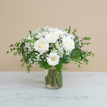 Funeral bouquet with roses and gerberas