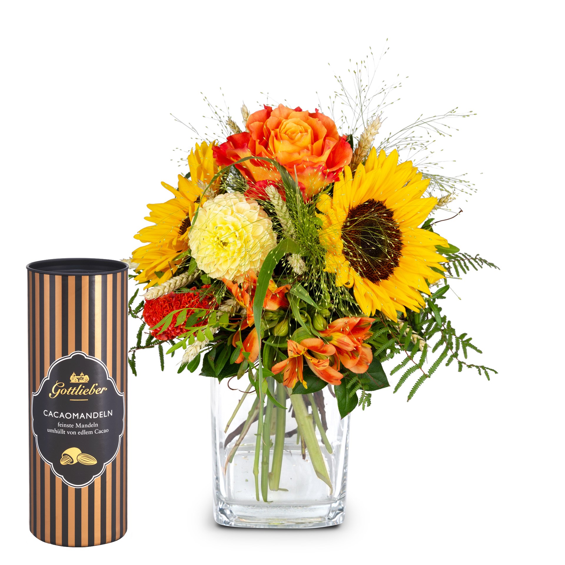 Flower bouquet 'Smiley' with Gottlieber cocoa almonds
