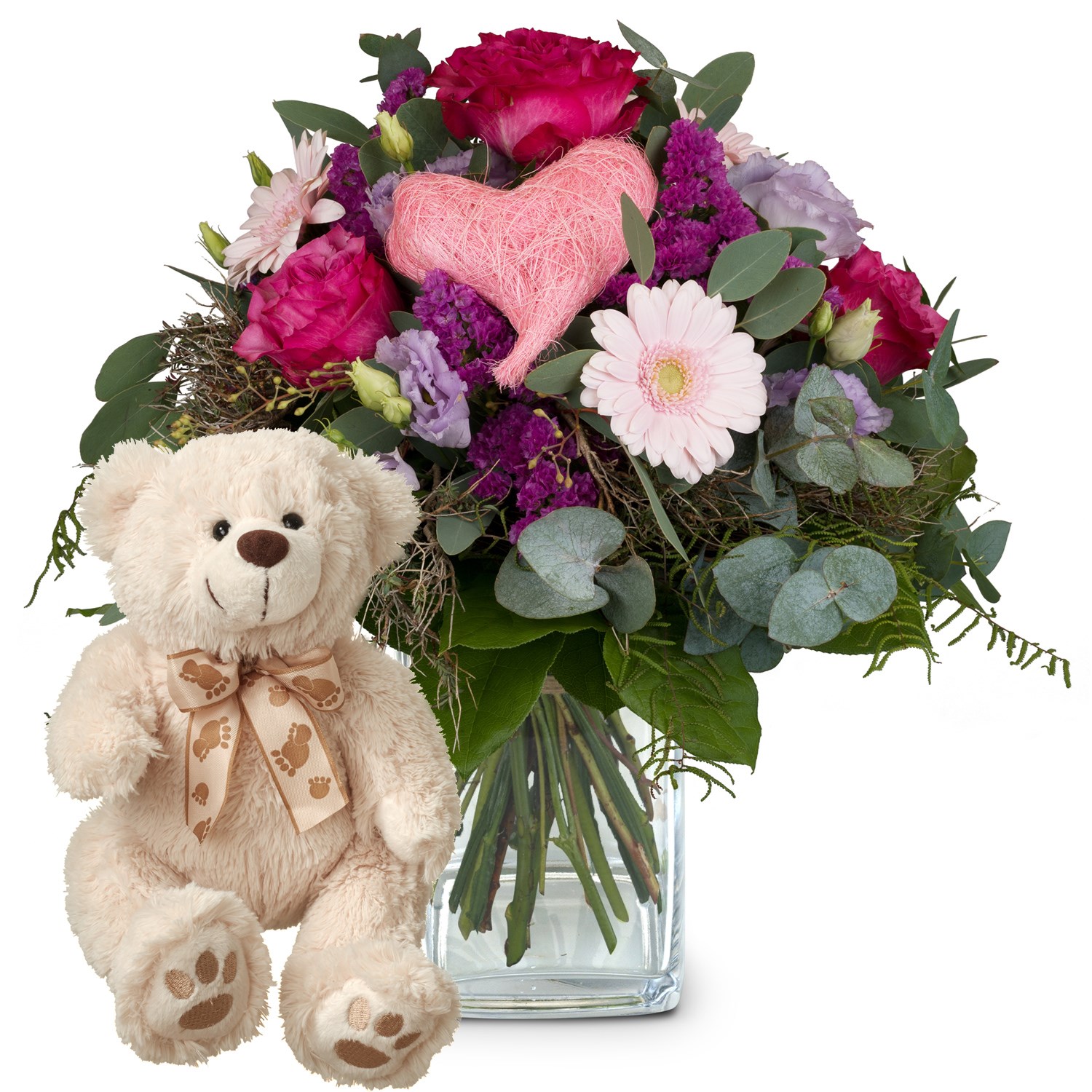 Fleurop Flower bouquet 'Sweet Bloom' with teddy bear