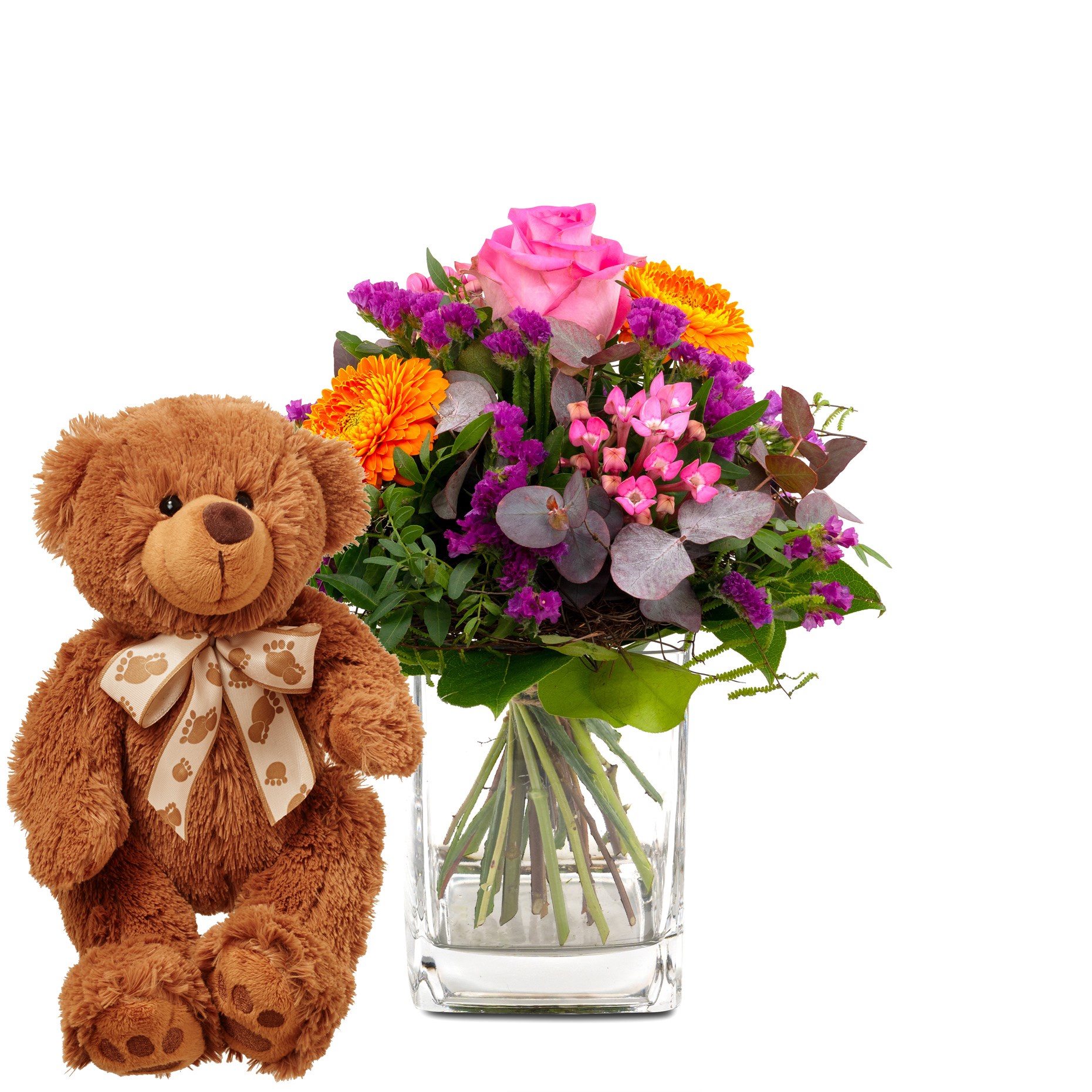 product image for Flower bouquet 'Blossom Beauty' with teddy bear