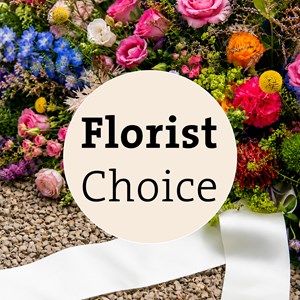 Funeral spray - arrangement with ribbon